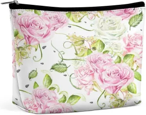 Women PU Leather Cosmetic Bag, Makeup Case Purse Holder Zipper Pouch Handbag Organizer Toiletry Storage 6.8x5.9x2.3 in