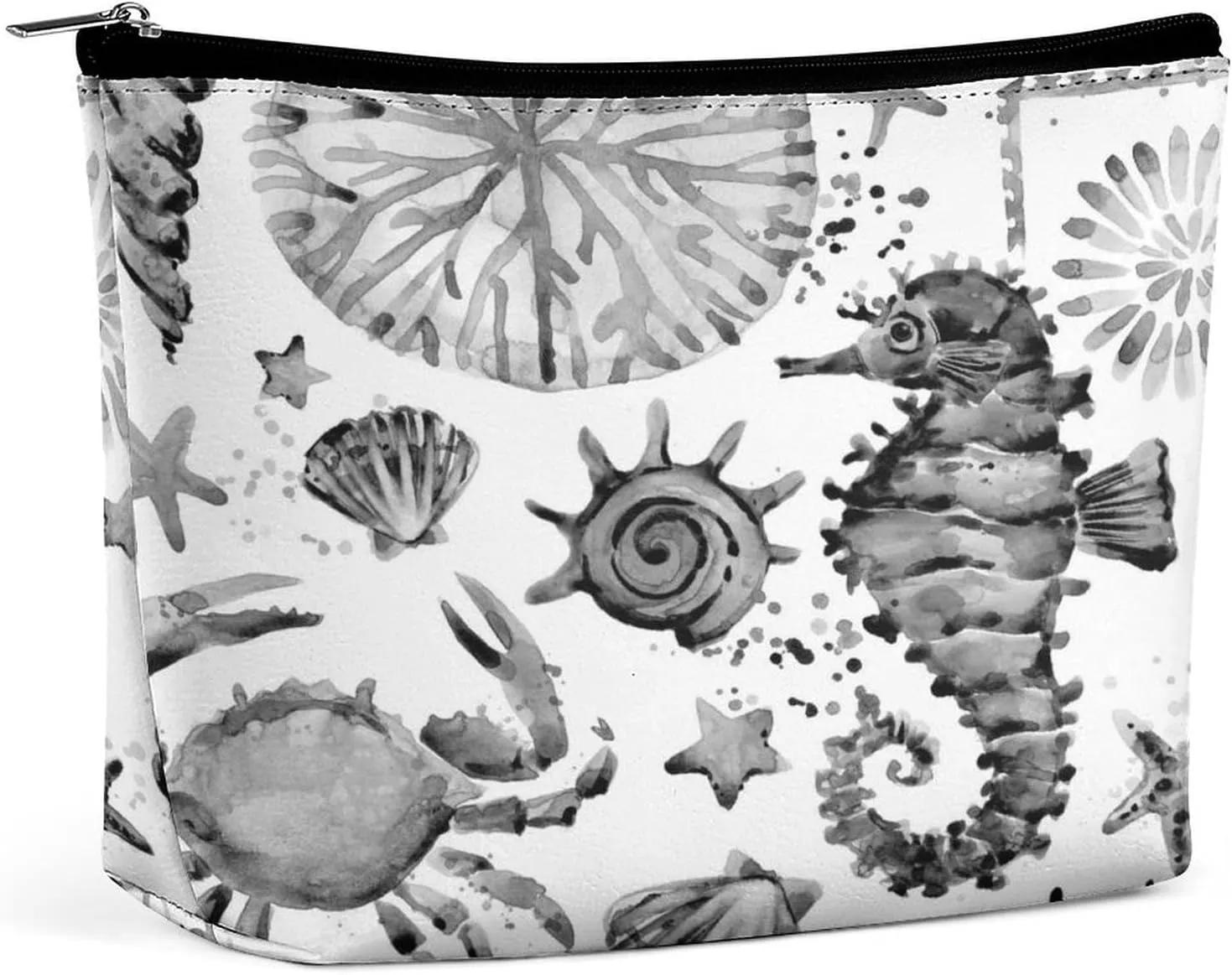 Women PU Leather Cosmetic Bag, Makeup Case Purse Holder Zipper Pouch Handbag Organizer Toiletry Storage 6.8x5.9x2.3 in