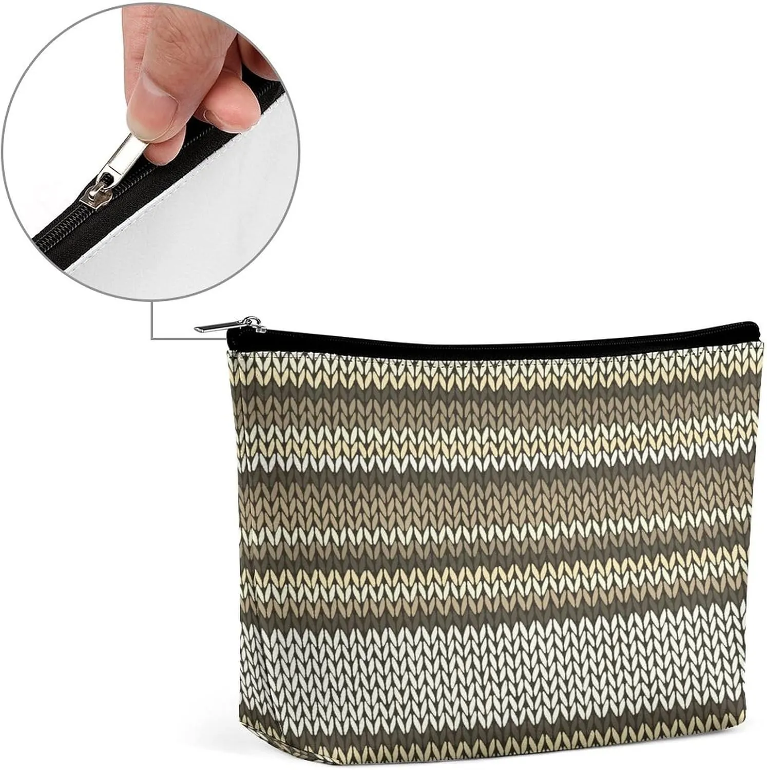 Women PU Leather Cosmetic Bag, Makeup Case Purse Holder Zipper Pouch Handbag Organizer Toiletry Storage 6.8x5.9x2.3 in
