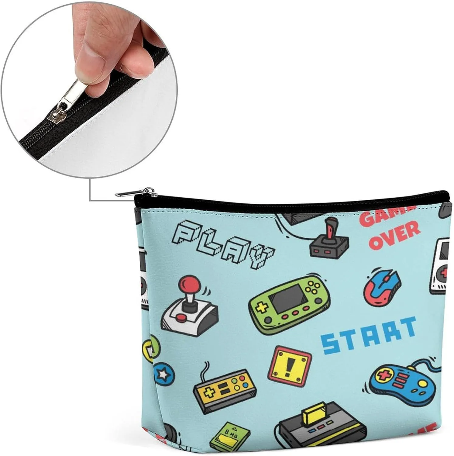 Women PU Leather Cosmetic Bag, Makeup Case Purse Holder Zipper Pouch Handbag Organizer Toiletry Storage 6.8x5.9x2.3 in