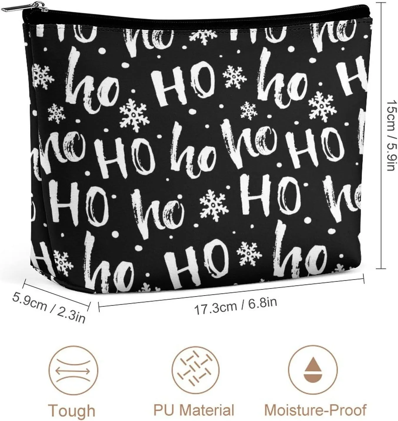 Women PU Leather Cosmetic Bag, Makeup Case Purse Holder Zipper Pouch Handbag Organizer Toiletry Storage 6.8x5.9x2.3 in
