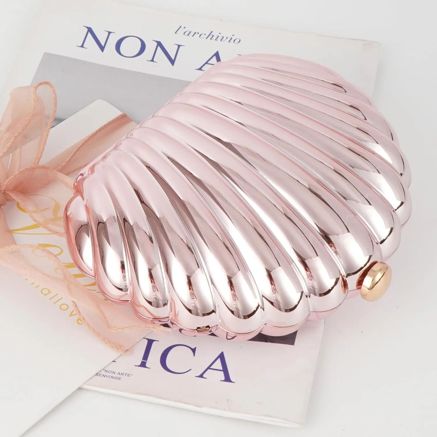 Women Seashell Evening Bag Purse Mermaid Chain Strap Clutch Handbag Shoulder Bag