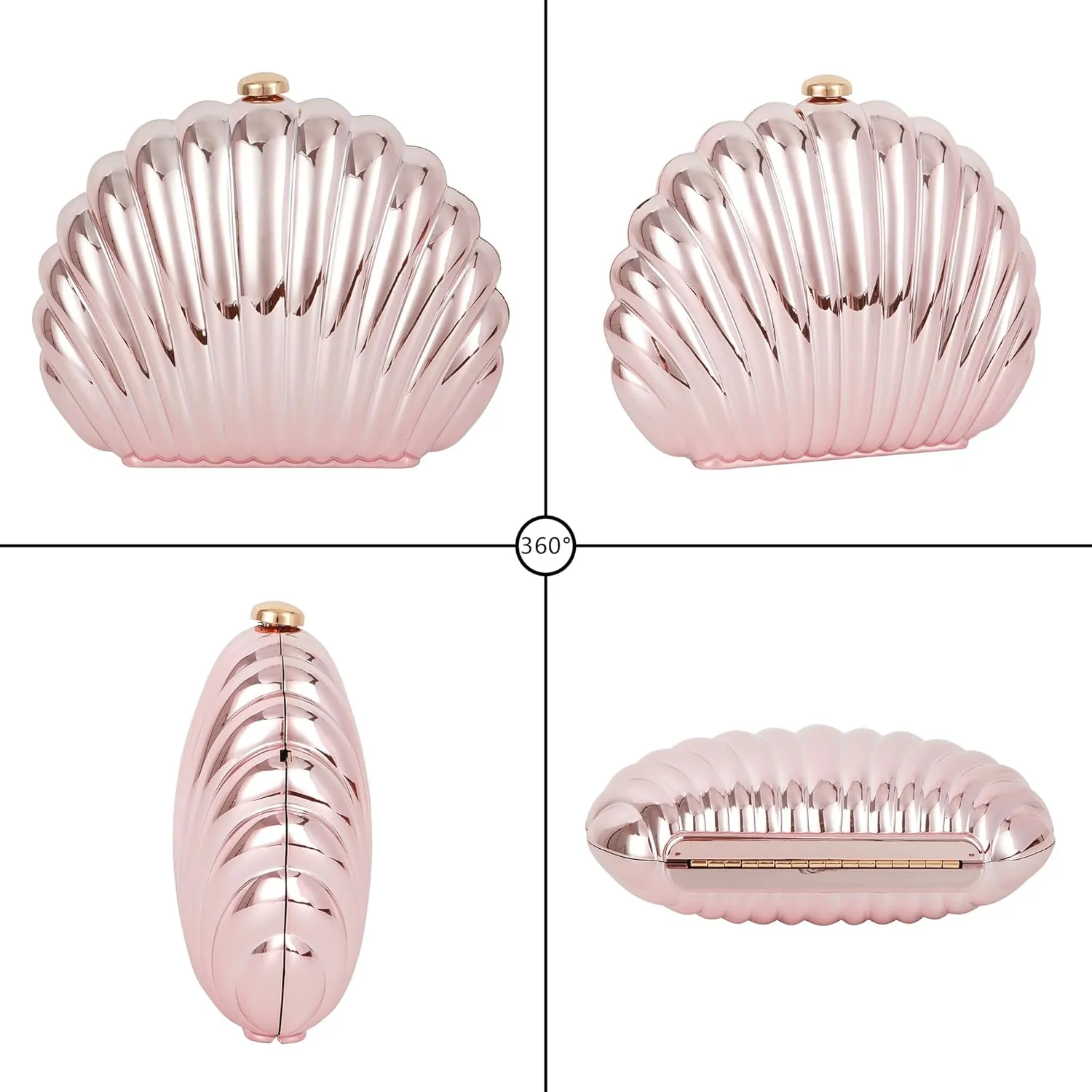 Women Seashell Evening Bag Purse Mermaid Chain Strap Clutch Handbag Shoulder Bag