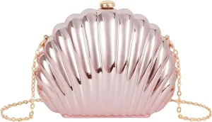 Women Seashell Evening Bag Purse Mermaid Chain Strap Clutch Handbag Shoulder Bag