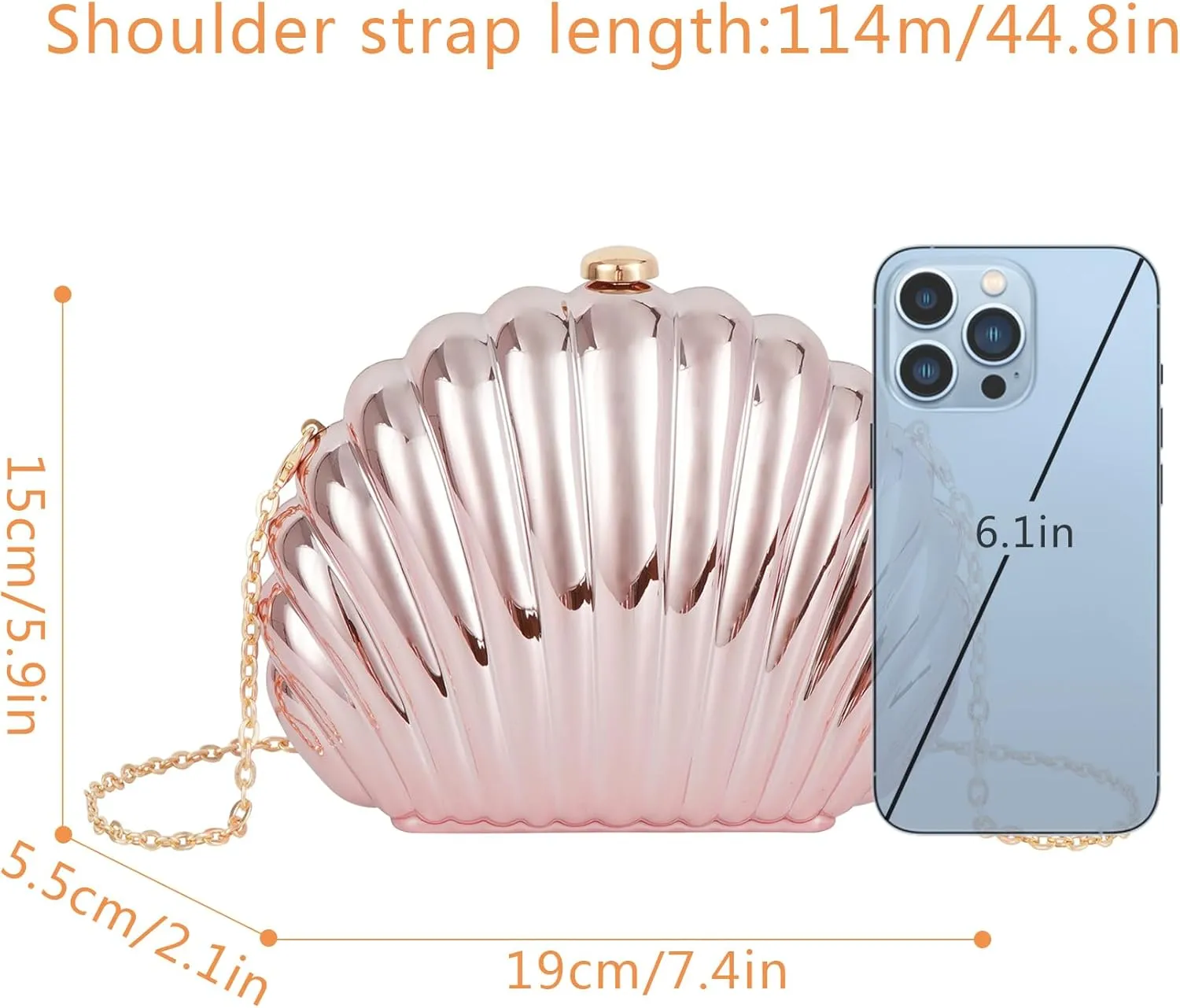 Women Seashell Evening Bag Purse Mermaid Chain Strap Clutch Handbag Shoulder Bag