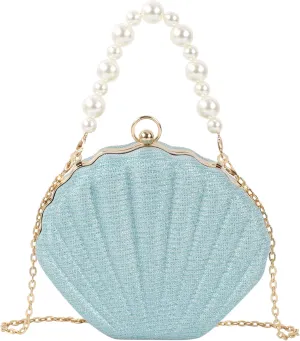 Women Seashell Evening Bag Purse Mermaid Chain Strap Clutch Handbag Shoulder Bag