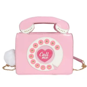 Women Telephone Shaped Handbag and Purses Retro Phone Top-Handle Shoulder Bags Crossbody for Gift