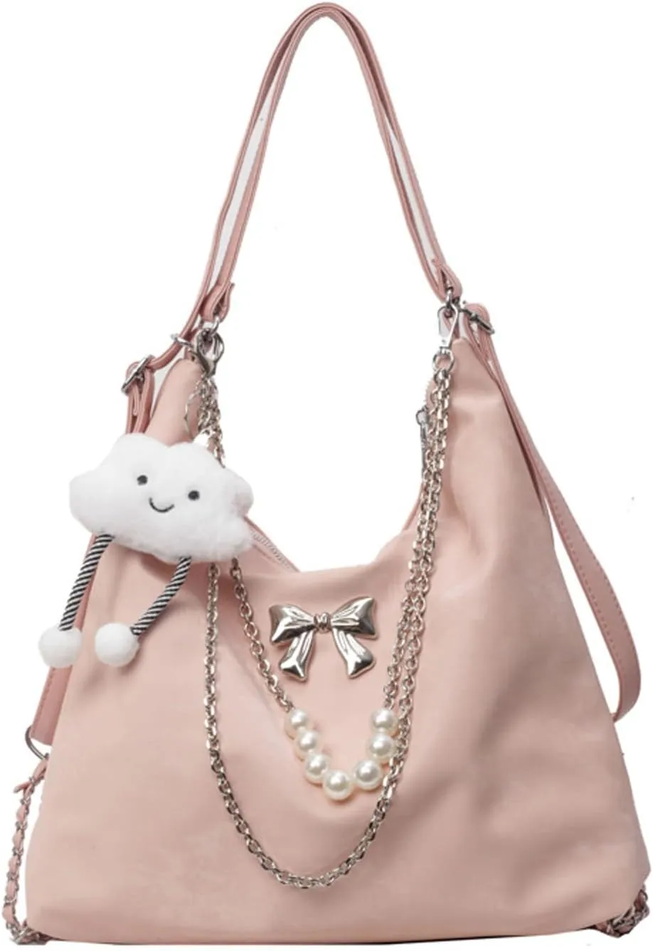 Women's Aesthetic Crossbody Bag Cute Bag Handbag Tote Bag Shoulder Bag Bag with Metal Chain Pendant