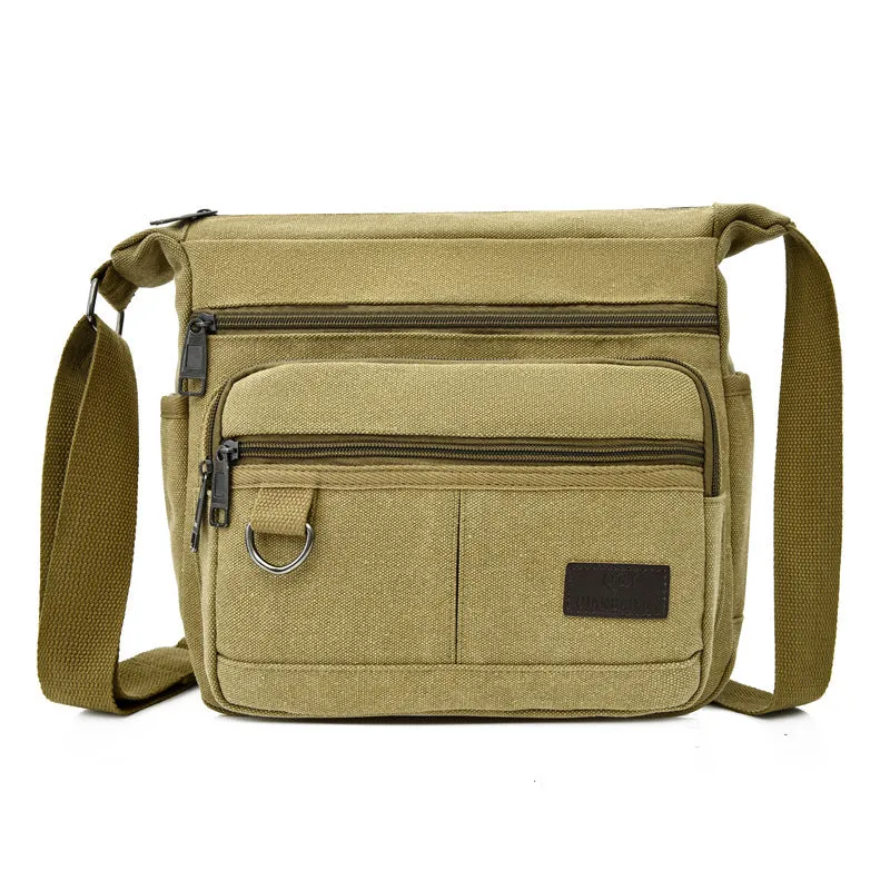 Women's & Men's & Canvas Oblique Pattern Running Rivers Crossbody Bags