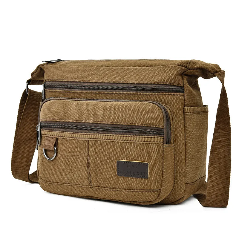 Women's & Men's & Canvas Oblique Pattern Running Rivers Crossbody Bags