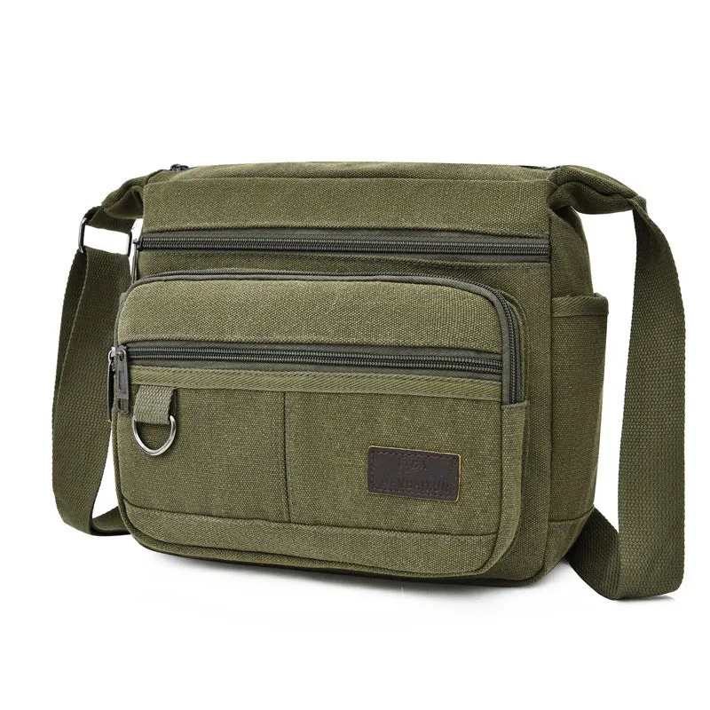Women's & Men's & Canvas Oblique Pattern Running Rivers Crossbody Bags