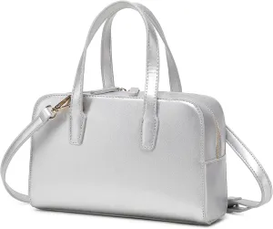 Women's Boston Bowler Top Handle Satchel Bag with Detachable Crossbody Strap