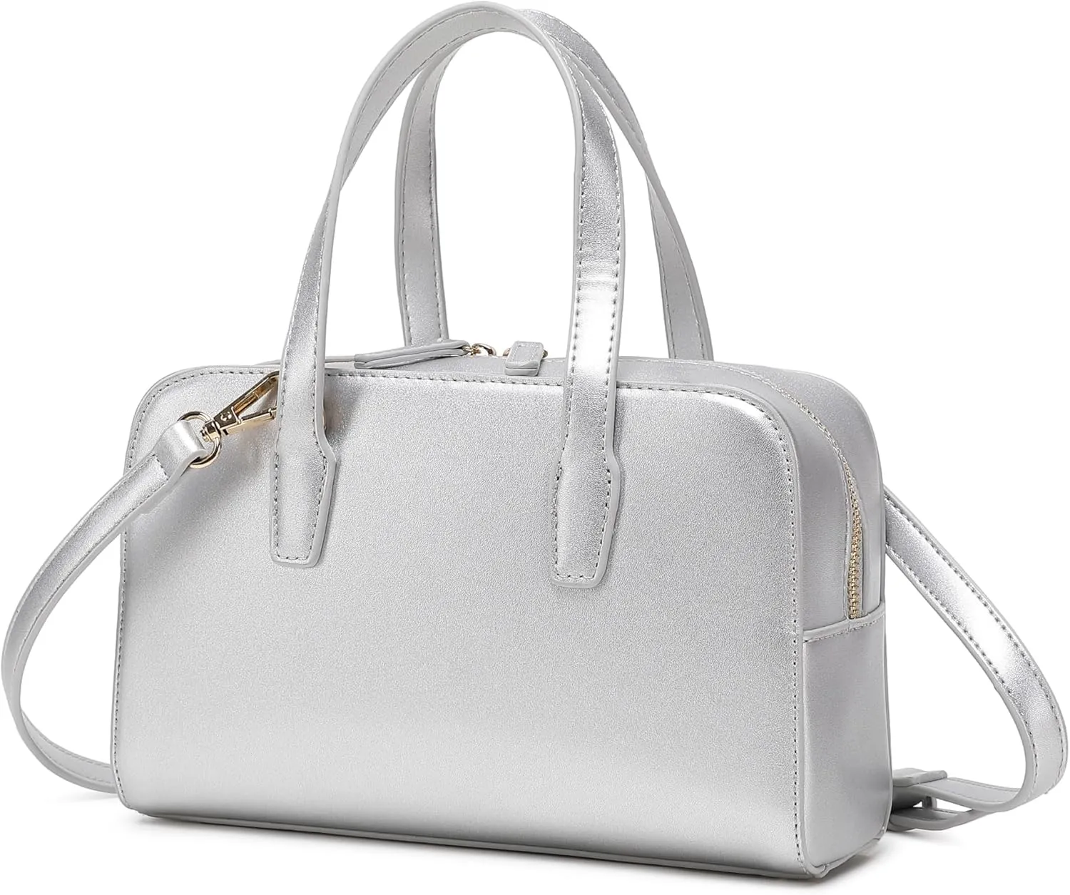 Women's Boston Bowler Top Handle Satchel Bag with Detachable Crossbody Strap