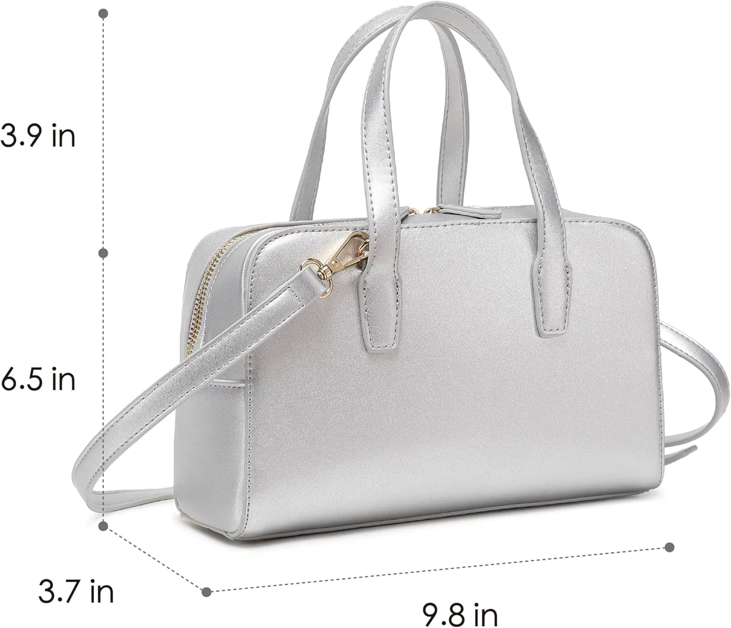 Women's Boston Bowler Top Handle Satchel Bag with Detachable Crossbody Strap