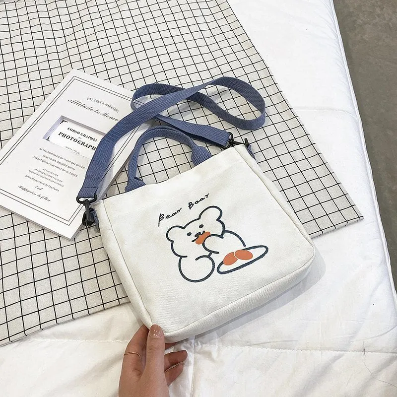 Women's Canvas Fashion Pattern Cute Animal Crossbody Bags