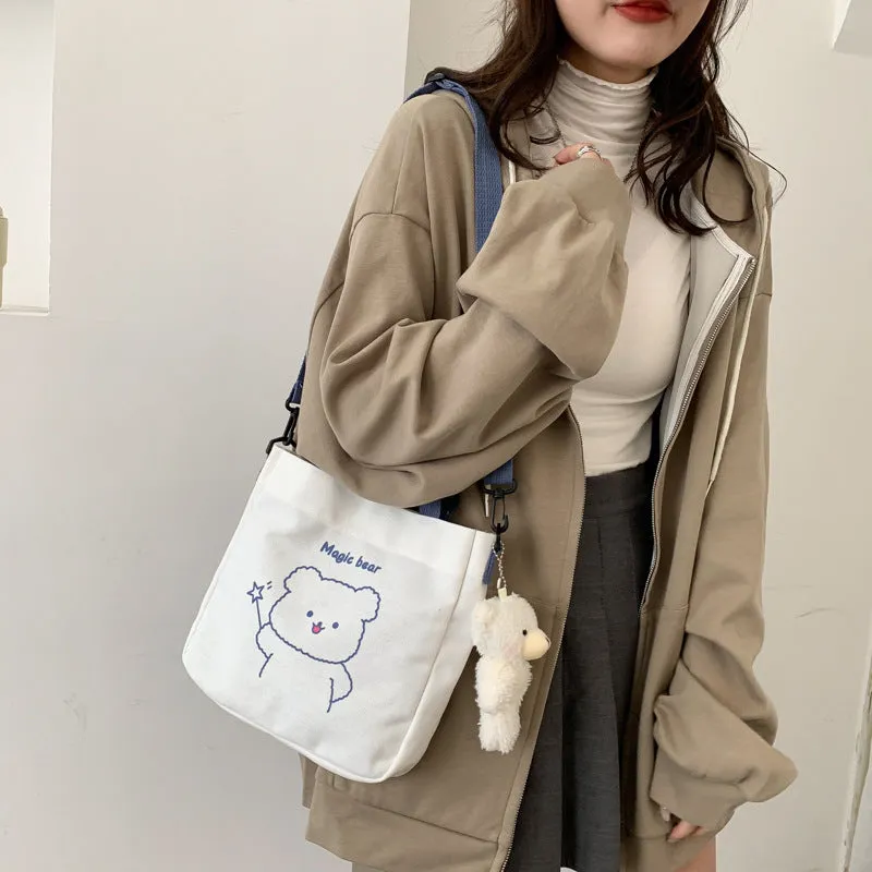 Women's Canvas Fashion Pattern Cute Animal Crossbody Bags