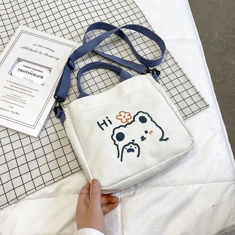 Women's Canvas Fashion Pattern Cute Animal Crossbody Bags