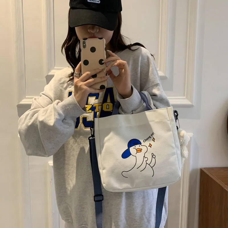 Women's Canvas Fashion Pattern Cute Animal Crossbody Bags