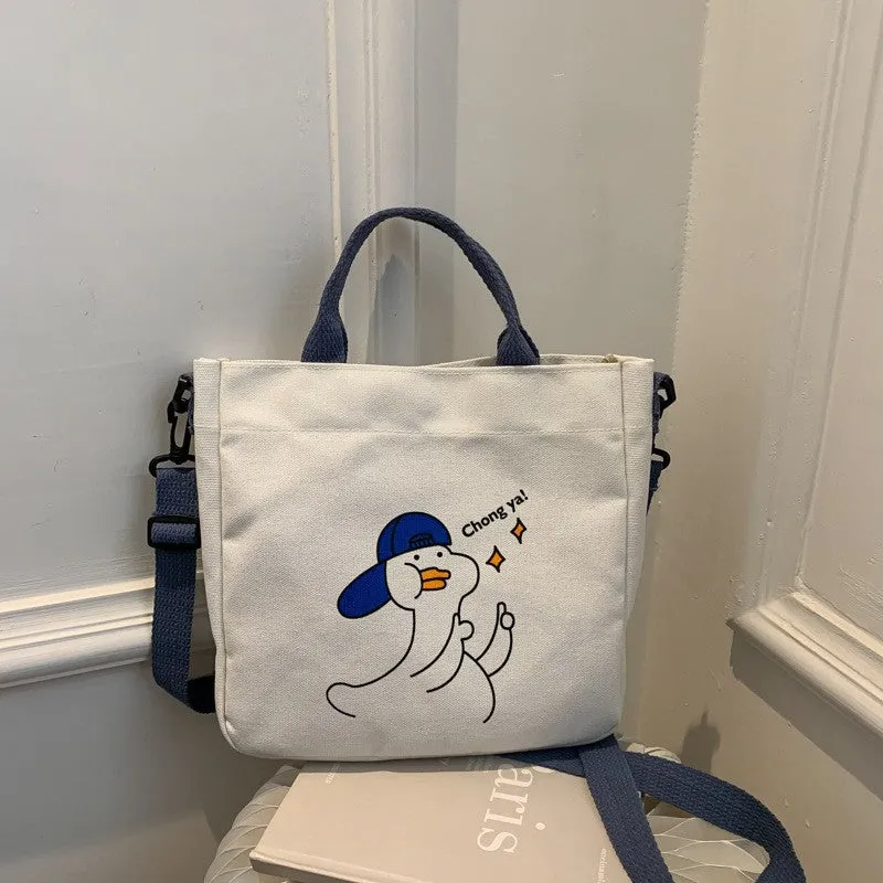 Women's Canvas Fashion Pattern Cute Animal Crossbody Bags