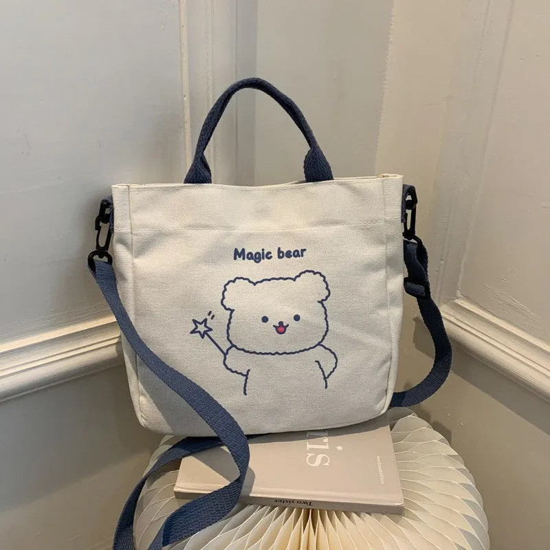 Women's Canvas Fashion Pattern Cute Animal Crossbody Bags