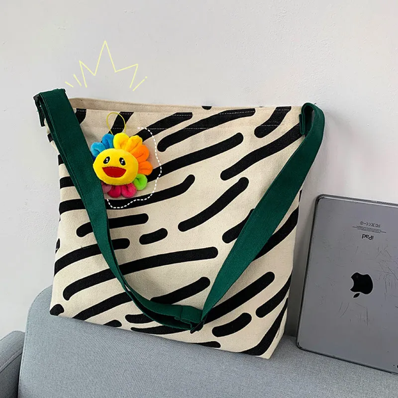 Women's Canvas Portable Large Capacity Class Korean Style Bags