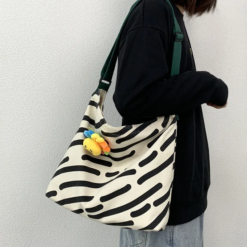 Women's Canvas Portable Large Capacity Class Korean Style Bags