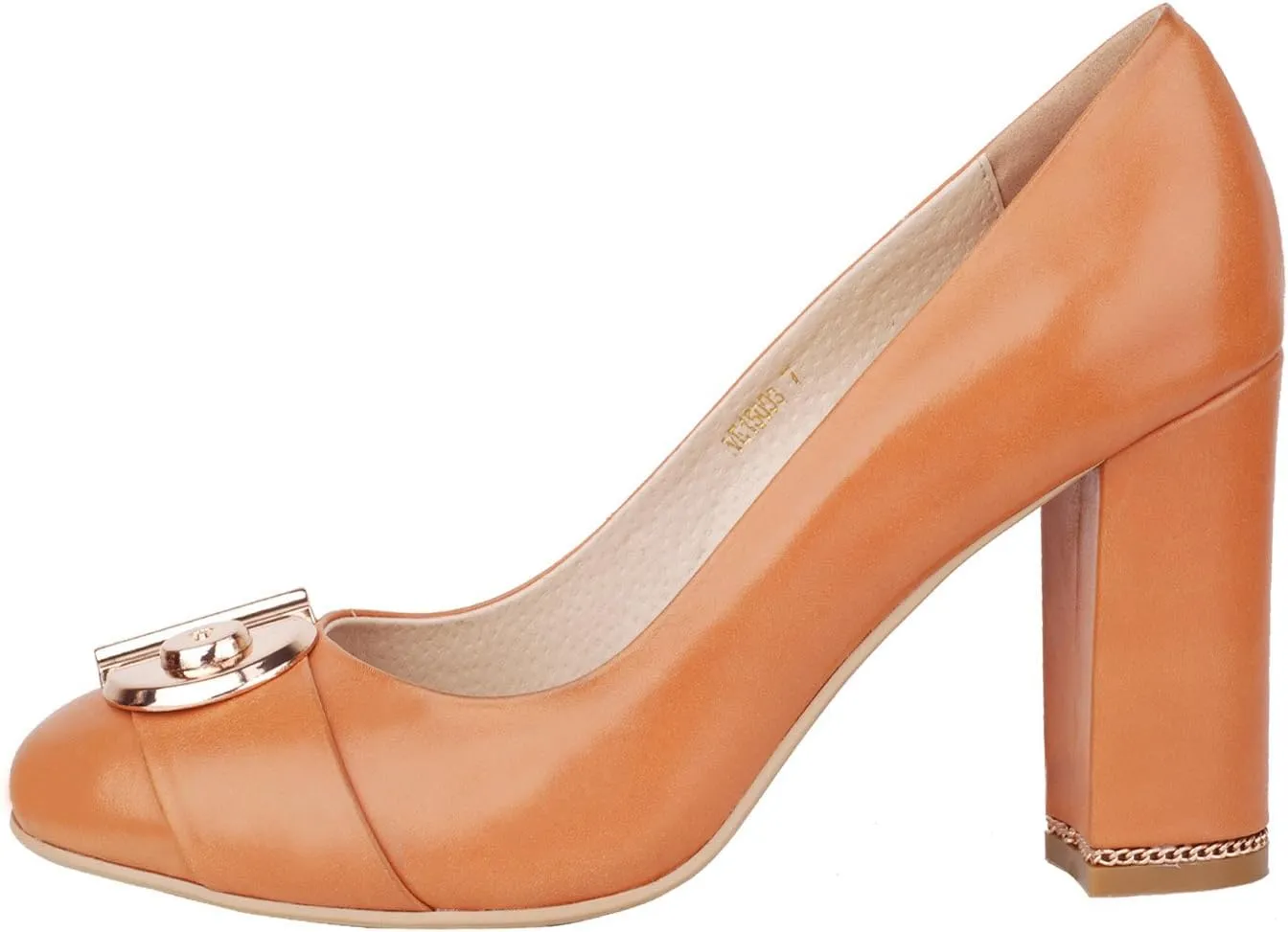 Women's Chunky Heel Ornament Decoration Genuine Leather Dress Pumps Shoes for Official Occasion