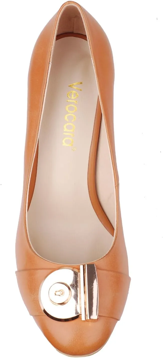 Women's Chunky Heel Ornament Decoration Genuine Leather Dress Pumps Shoes for Official Occasion