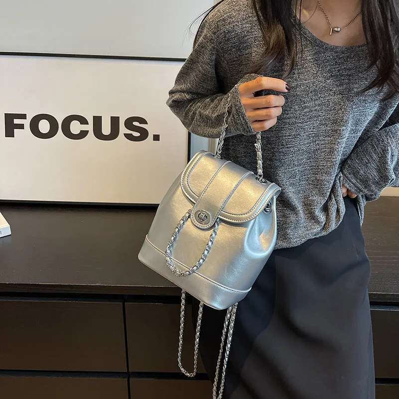 Women's Classic Style Trendy Fashion Chain Backpacks