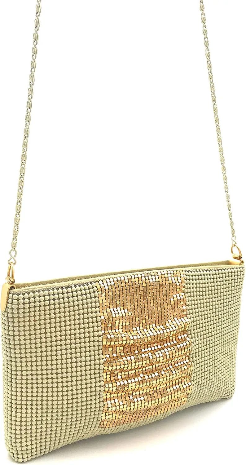 Womens clutch metal mesh metal beaded mesh evening purse for Cocktail Party Prom Wedding Banquet