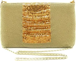 Womens clutch metal mesh metal beaded mesh evening purse for Cocktail Party Prom Wedding Banquet