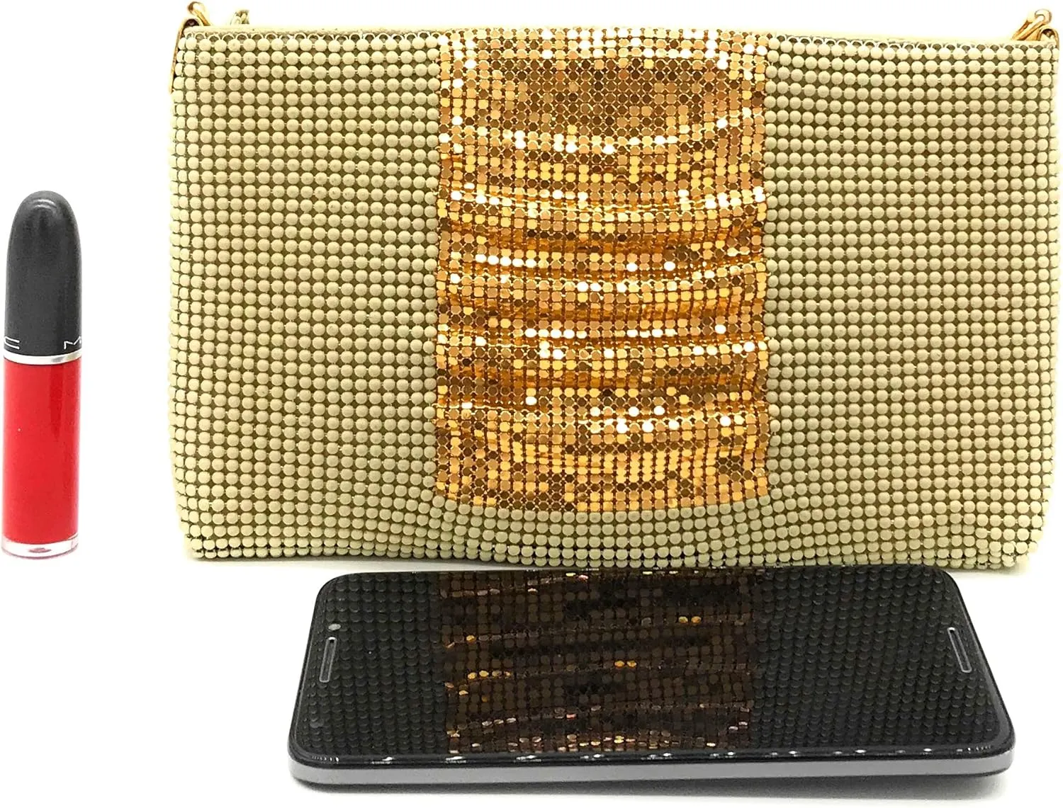Womens clutch metal mesh metal beaded mesh evening purse for Cocktail Party Prom Wedding Banquet