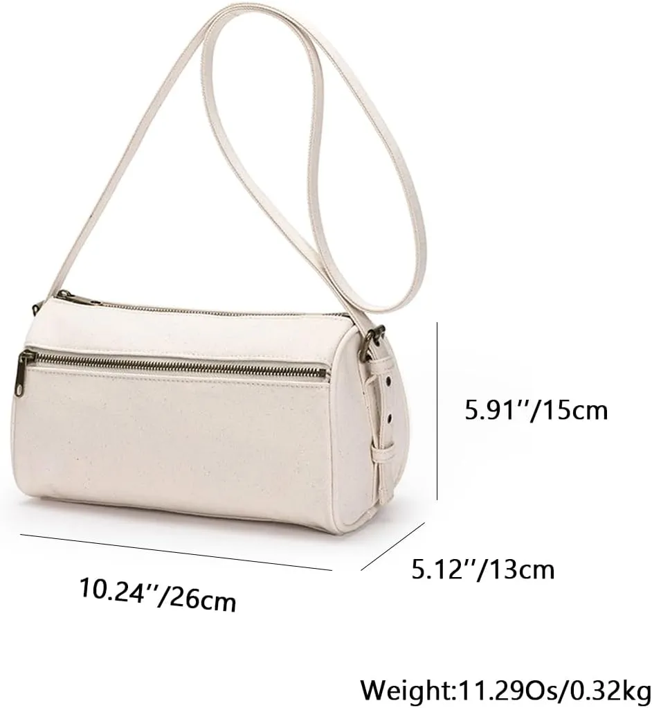 Women's Crossbody Bag -Trendy Everyday Handbag with Adjustable Shoulder Straps, Cylinder Shape - Lightweight