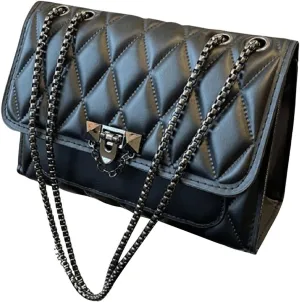 Women's Diamond Lattice Flap Square Underarm Bag Elegant Chain Strap Shoulder Handbag Hobo Purse