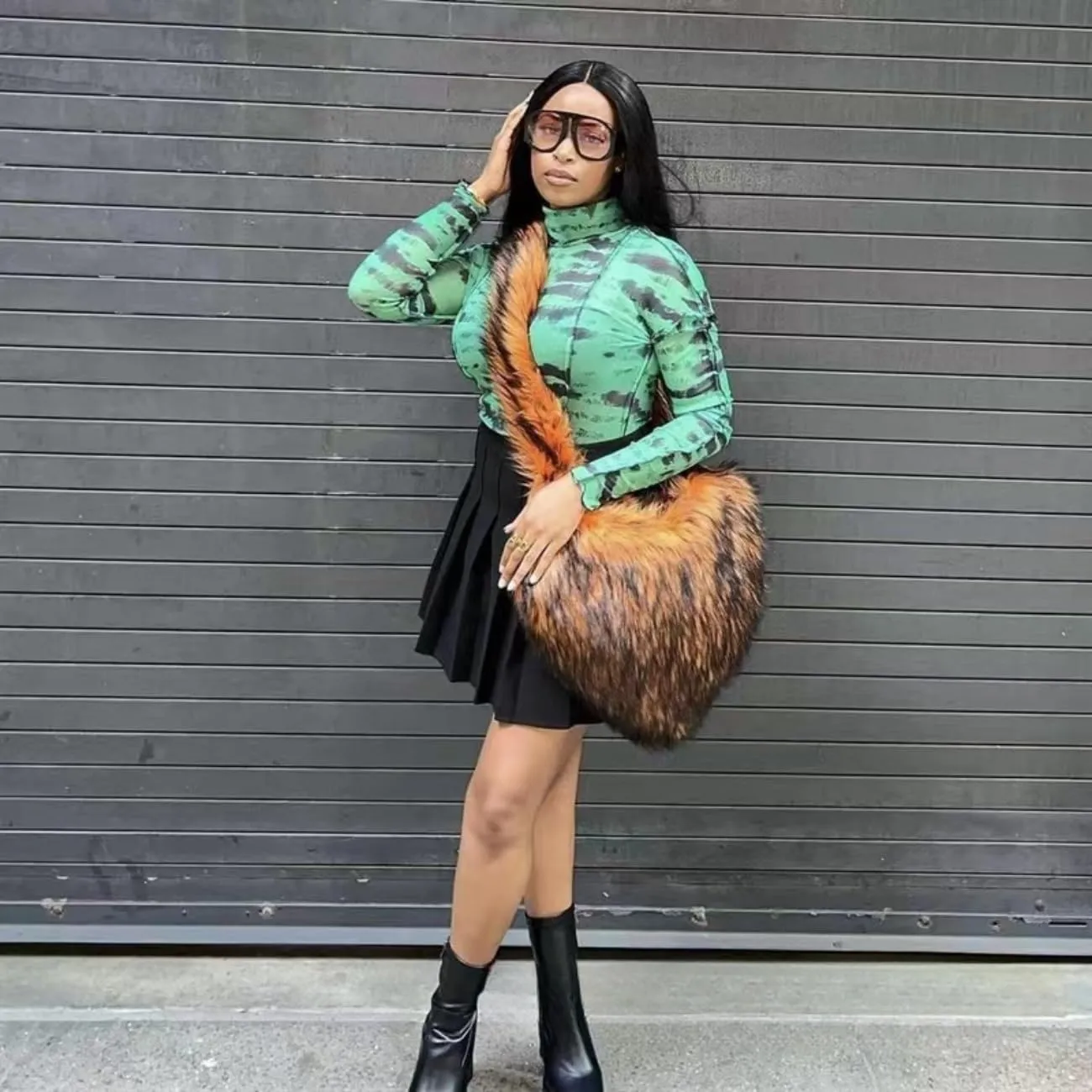 Women's Fashion Faux Fur Soft Shoulder Bag Purse Plush Fluffy Handbag Crossbody Bag