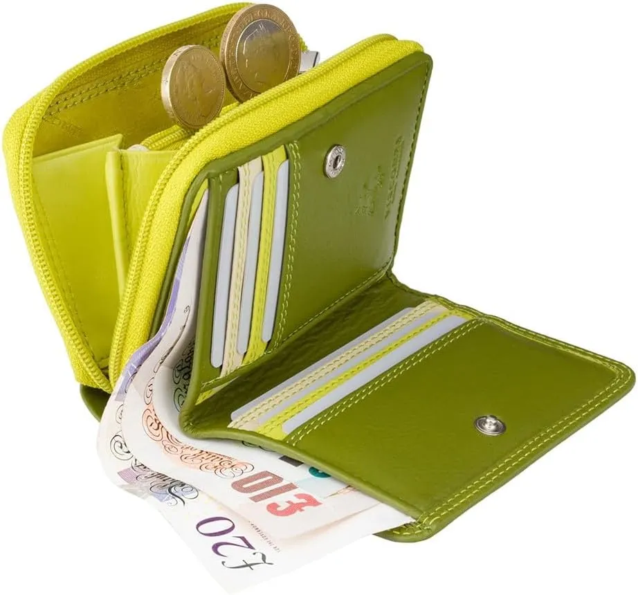 Women's Ladies Leather Purse, Lime Multi, zzzz-s