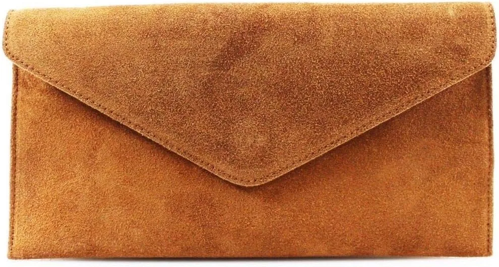 Womens Ladies Real Suede Leather Envelope Clutch Evening Shoulder Chain Bag