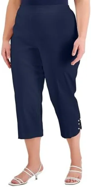 Women's Plus Size Lattice Hem Capri Pants, 2X