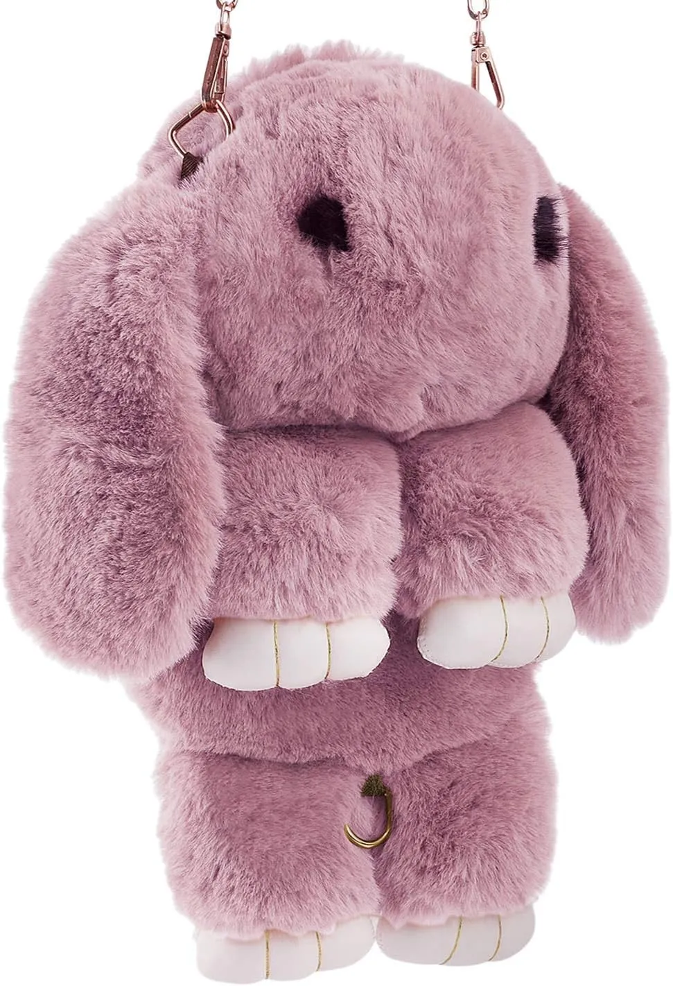Womens' Plush Cartoon Rabbit Shaped Fluffy Crossbody Faux Fur Bunny Hare Shoulder Bag Knapsack Travel Sling Bag