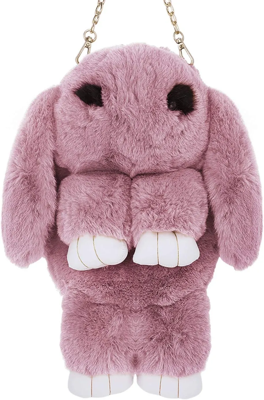 Womens' Plush Cartoon Rabbit Shaped Fluffy Crossbody Faux Fur Bunny Hare Shoulder Bag Knapsack Travel Sling Bag