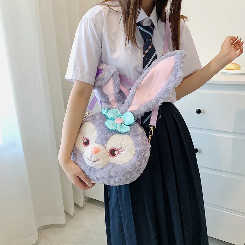 Women's Plush Rabbit Big Face Cute Duffy Crossbody Bags