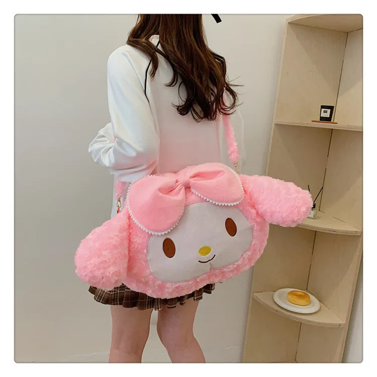Women's Plush Rabbit Big Face Cute Duffy Crossbody Bags