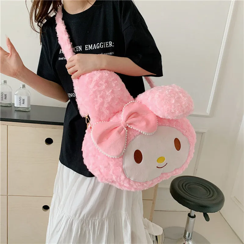 Women's Plush Rabbit Big Face Cute Duffy Crossbody Bags