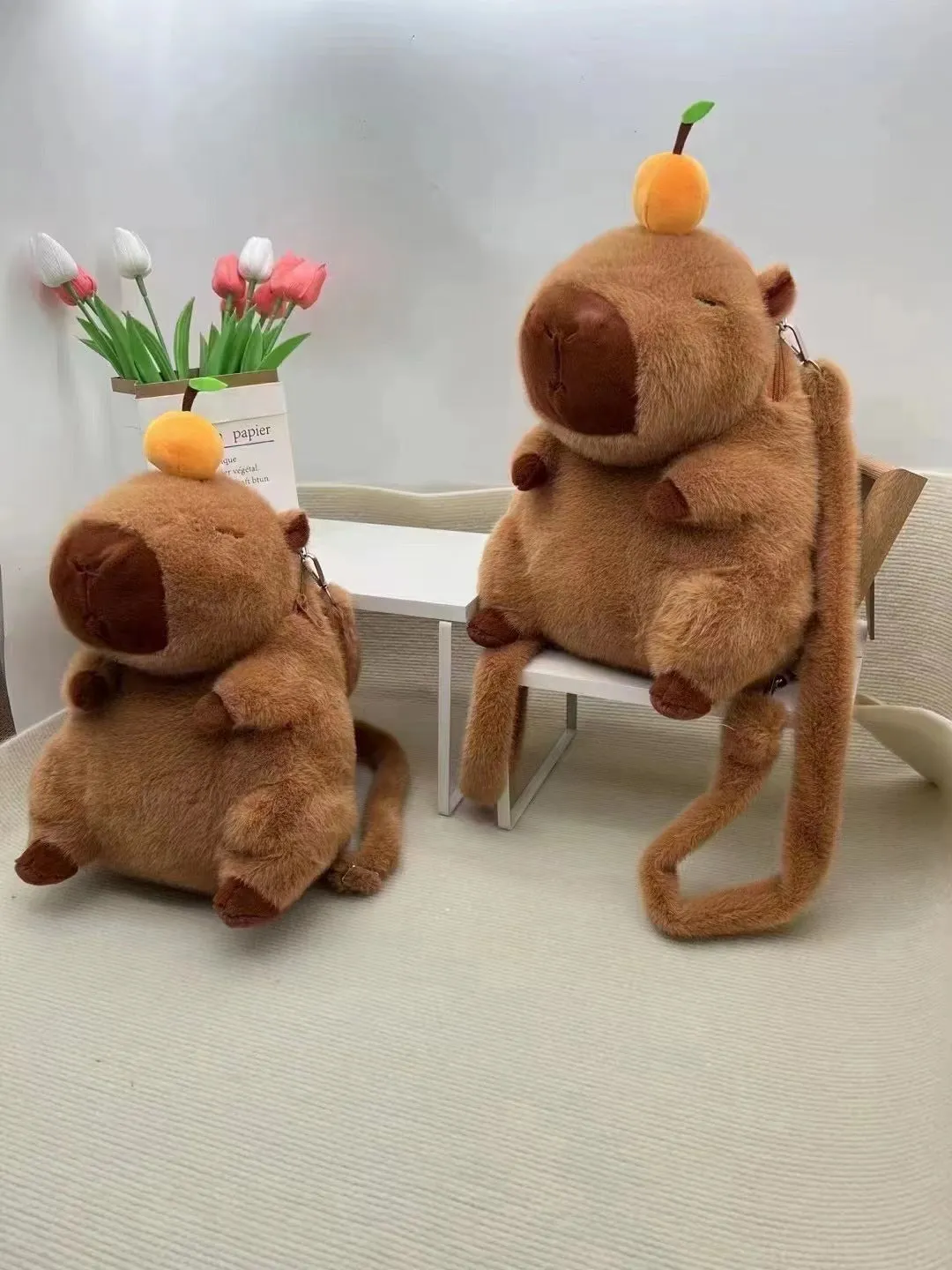 Women's Sweet Potato Capybara Plush Large Capacity Backpacks