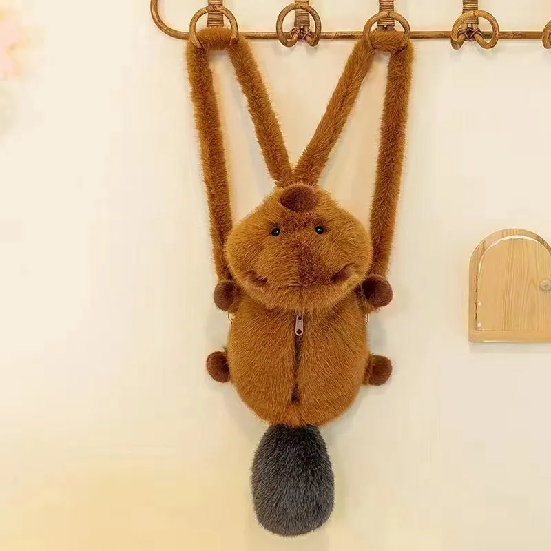 Women's Sweet Potato Capybara Plush Large Capacity Backpacks