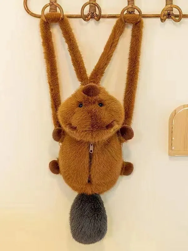 Women's Sweet Potato Capybara Plush Large Capacity Backpacks