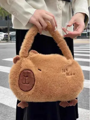Women's Sweet Potato Capybara Plush Large Capacity Backpacks