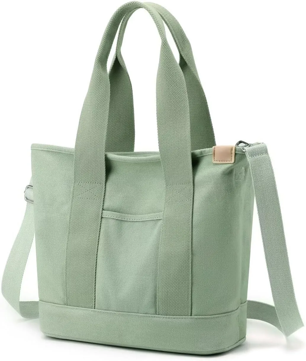 Women's Tote Purse Canvas Crossbody Bag Multi-pocket Shoulder Bag Heavy Duty Stored Bag Top Handle Hobo Handbags Satchel