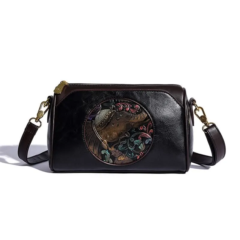 Women's Vintage Embossed PU Leather Pillow Bag – With Multi-Compartment Storage
