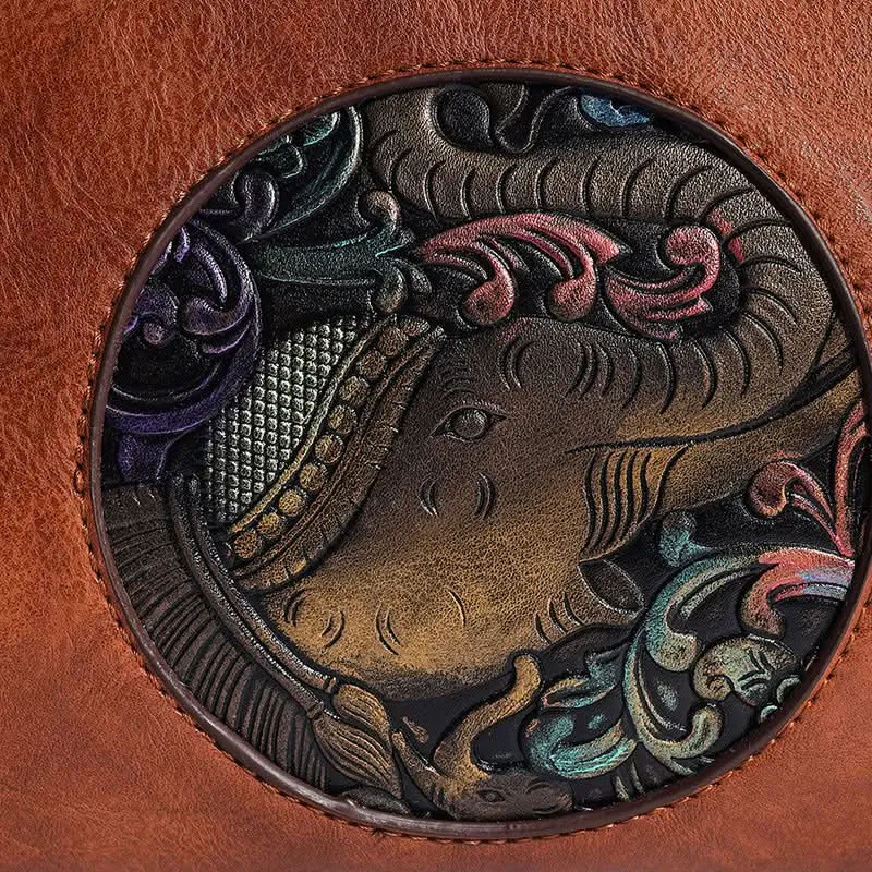 Women's Vintage Embossed PU Leather Pillow Bag – With Multi-Compartment Storage